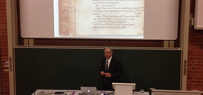 Dr. Paul Werstine delivers lecture on New Variorum Shakespeare series in Germany
