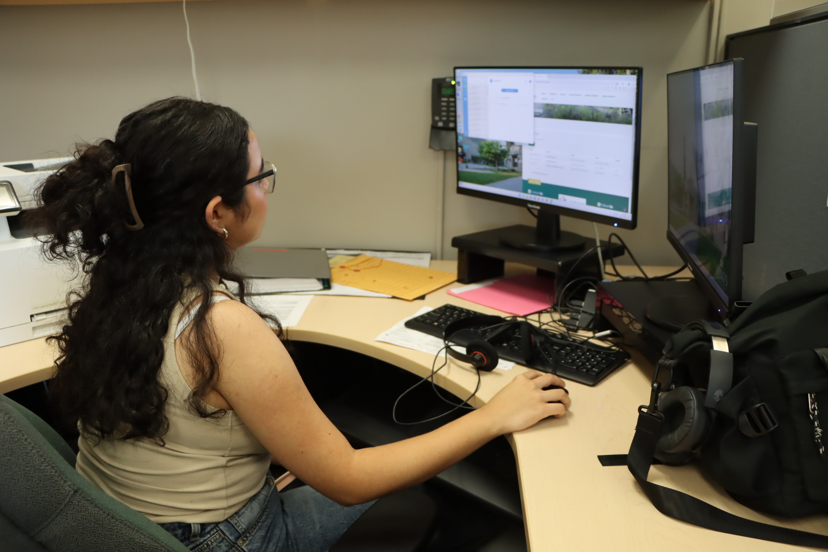 Student working on a computer