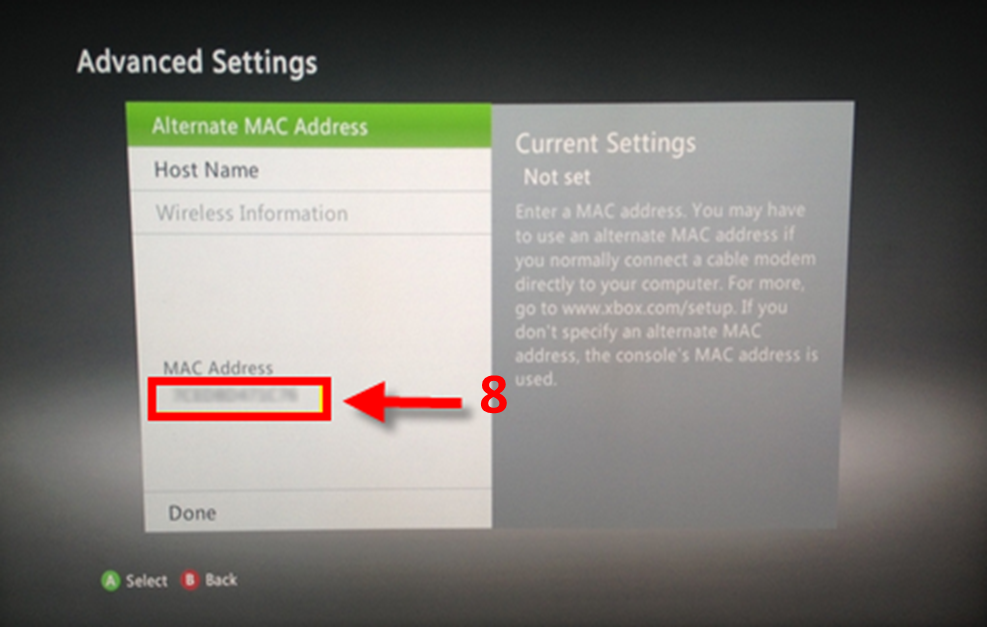 xboxone enter alternate mac address