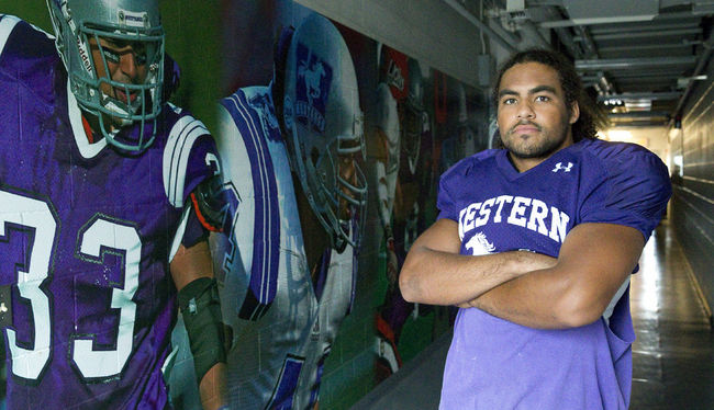 King's student and Western Mustangs linebacker Beau Landry in the LFP