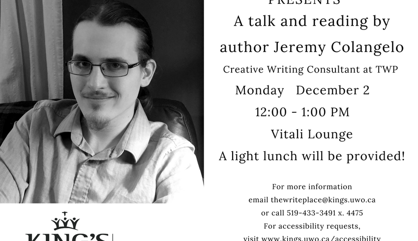 A talk and reading by author Jeremy Colangelo