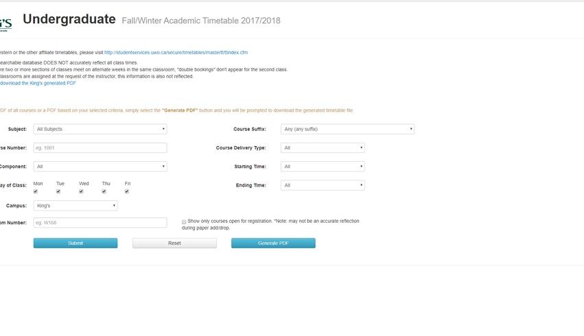 Course Timetables