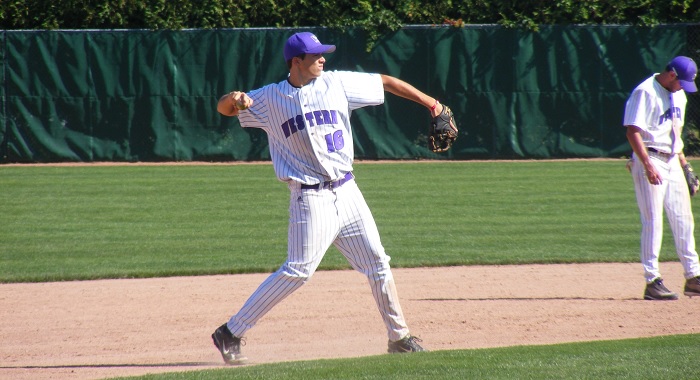 King’s student Paul Lytwynec steps up to base one last time for Mustangs baseball team