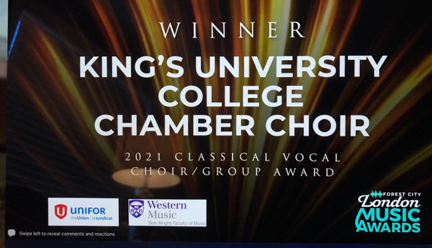 King's Chamber Choir wins Forest City London Music Award